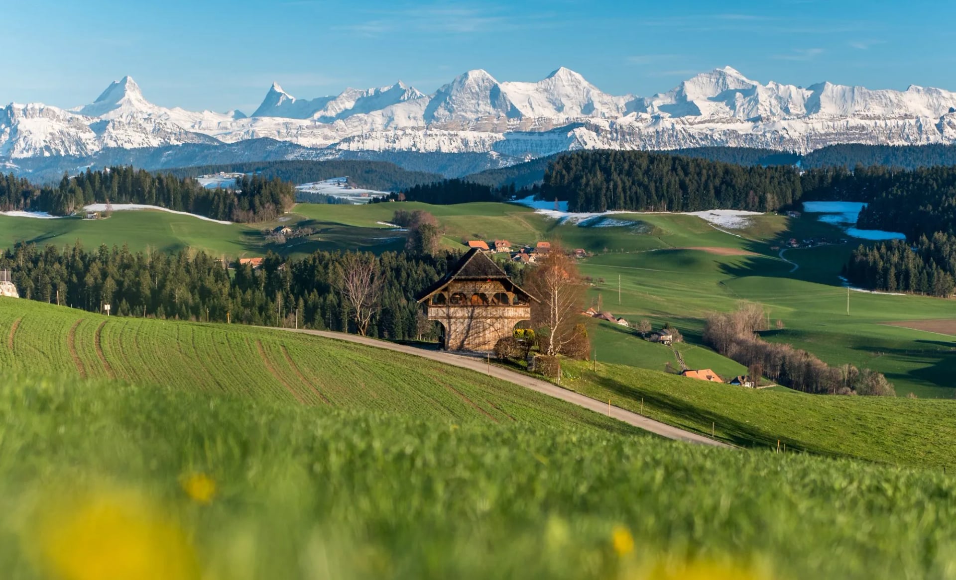 view from Emmental over the Bernese Alps