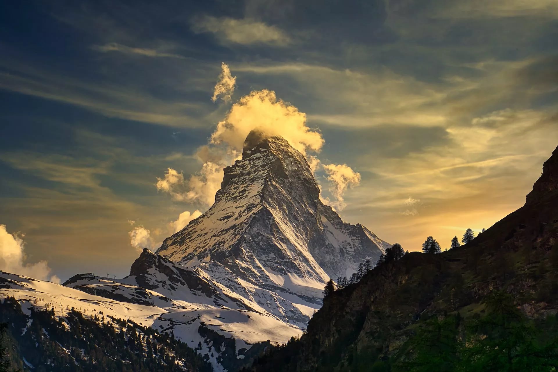 sunset over matterhorn