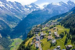 Amazing aerial view over the village of murren