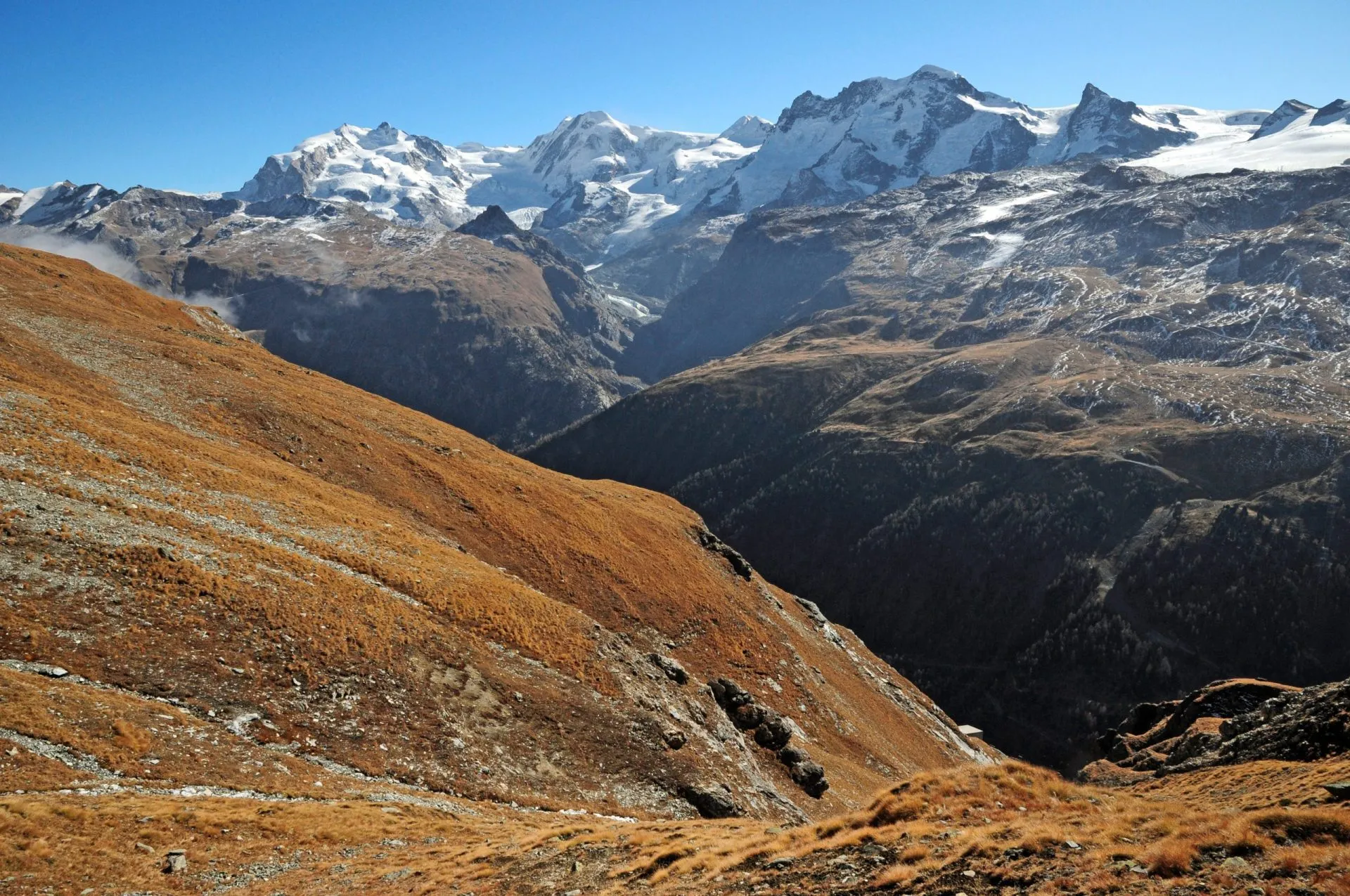 Looking back on the monte rosa massif