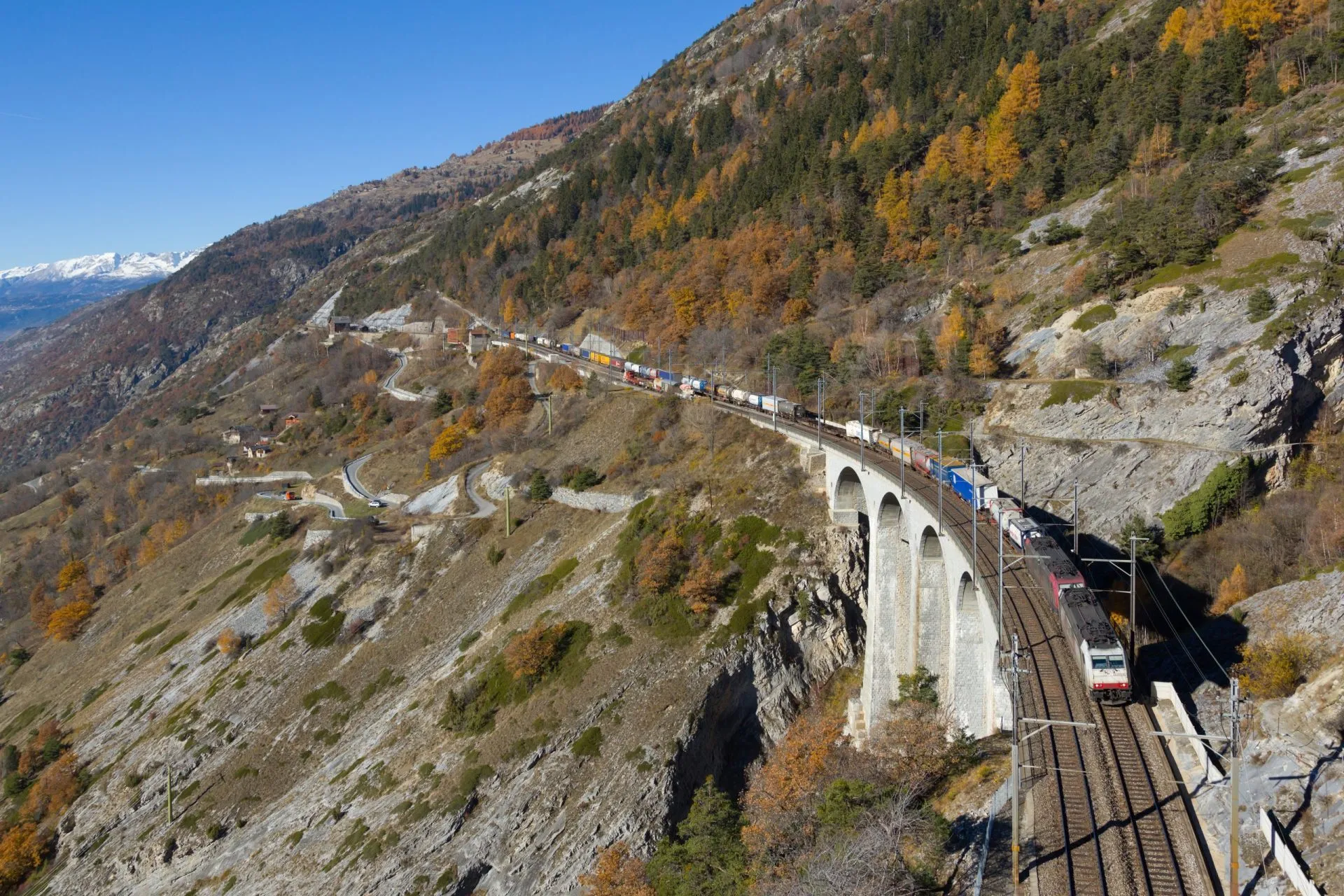 Lotschberg railway is one of the most important in the alps