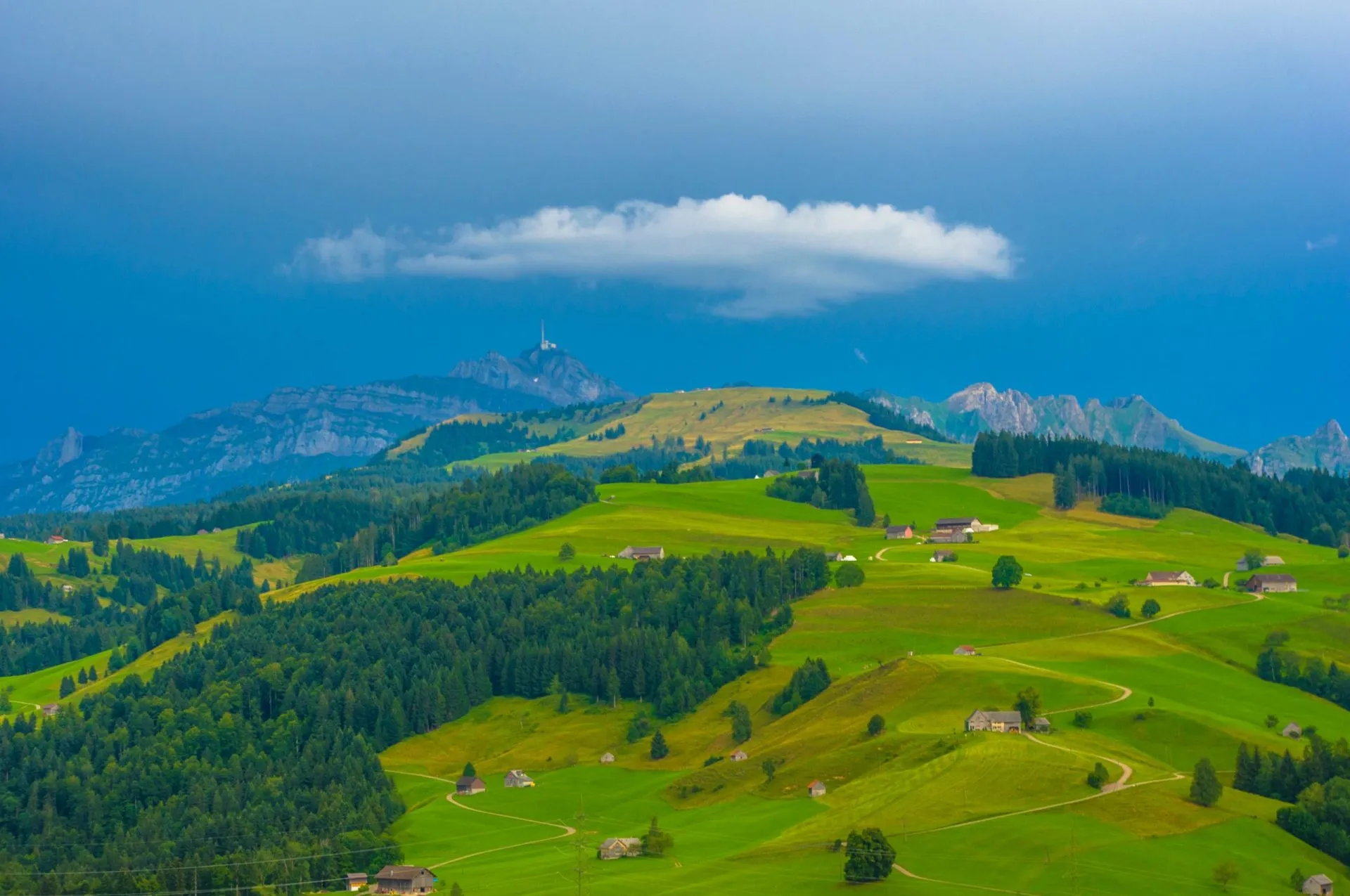 Stormy clouds over the swiss countryside